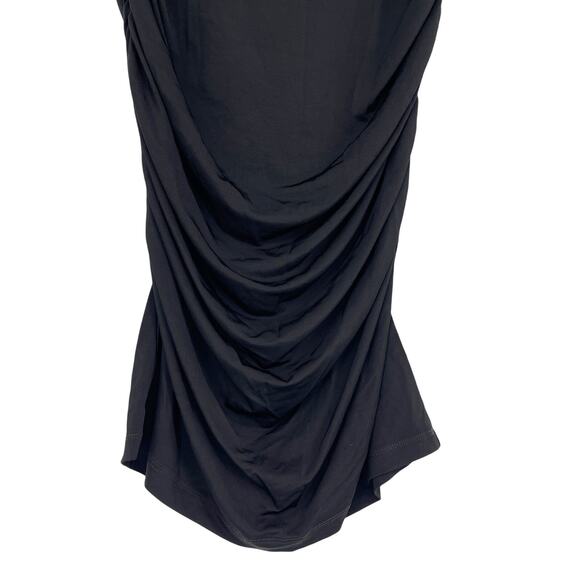 & Other Stories Ruched Pencil Midi Skirt Black Medium Elevated Capsule Wardrobe - Picture 5 of 9